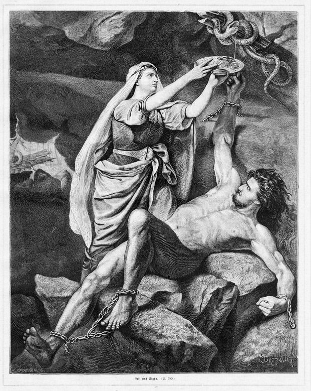 Бог Локи и Сигюн мифология (Мортен Эскиль Винге, 1890).